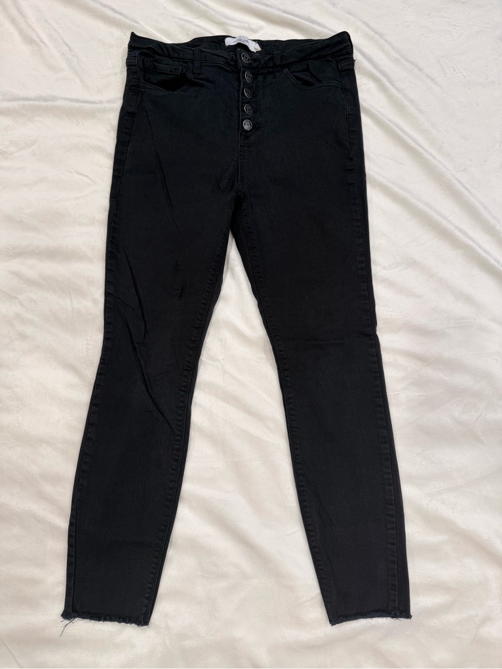 Carly Jean Los Angeles Sarah High-Rise Button-Fly Jeans Black 9